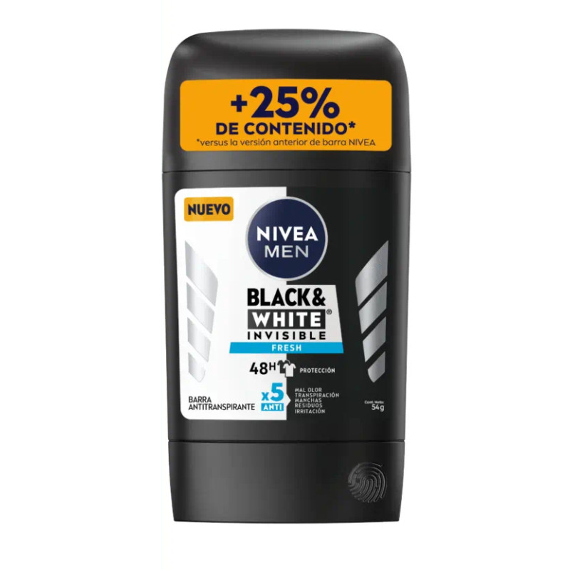 Nivea Men DEO Barra Black & White Fresh 48h. 54g..